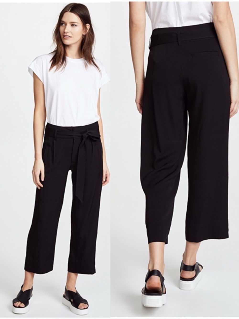 AYR Mirage High Waist Silk Blend Straight Leg Pant in Black